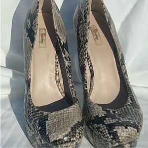 Olsenboye Snakeskin Patterned Heels - Beige and Black